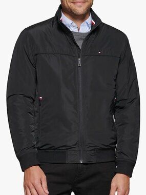 Tommy Hilfiger Men's Performance Black Water & Wind Resistant Bomber Jacket